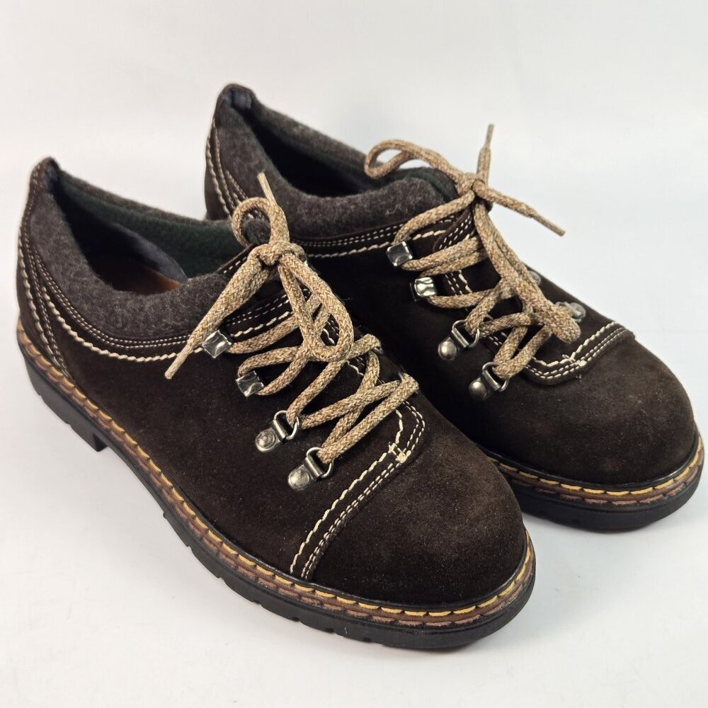 Simard & Voyer Marzetti Women Oxfords EU 37 Brown Suede Leather Lace Up Rustic - Picture 2 of 10